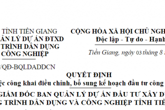 Quyết định về việc công khai điều chỉnh, bổ sung kế hoạch đầu tư công năm 2023